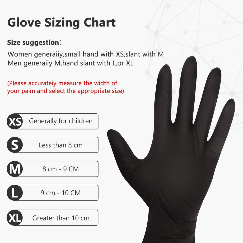 Keoely Black Nitrile Disposable Gloves Pack of 100, Latex Free Safety Working Gloves for Food Handle or Industrial Use,Large(Pack of 100)
