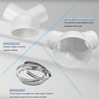 Enenes Duct Splitter Reducer, 3 Way Duct Connector for Exhaust Fan Dryer Vent Hose 6 Inch to 4 Inch to 4 Inch Dia Come With 3 Pieces Stainless Steel Hose Clamps (6 Inch-4 inch - 4 Inch)