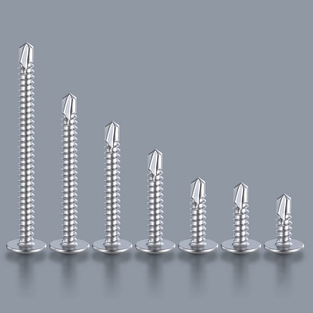 Wensilon（200pcs）#8×1-1/4”for Sheet Metal Self-Tapping Screws 410 Stainless Steel Truss Head High-Strength Quick Tapping Screws