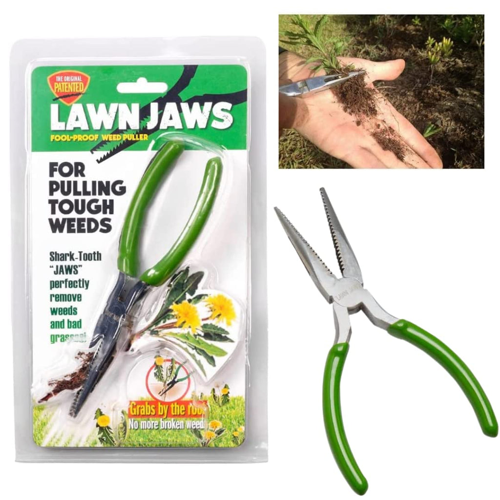 Lawn Jaws Original Shark Tooth Weed Puller Tool, Grabs Weeds by the Root