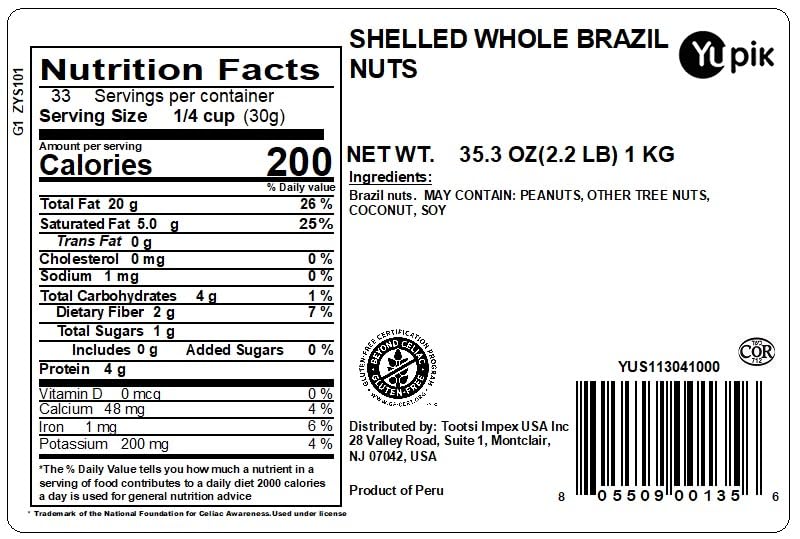 Yupik Raw Brazil Nuts, 2.2 lb (35.2 oz), Gluten-Free, Kosher, Shelled, Unsalted, Unroasted, Raw Nuts, Nutritious Healthy Snacks, Rich in Selenium