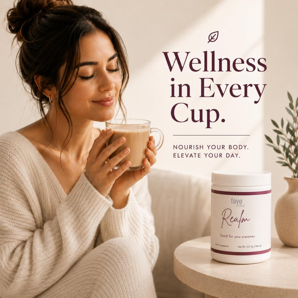 Fave the Brand Realm Functional Coffee Creamer Powder | L-Theanine, Magnesium & Hyaluronic Acid | Calm Energy, Hydration & Beauty Support | Daily Wellness Creamer