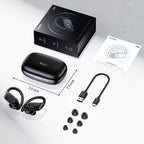 TAGRY Wireless Headphones Sport Earphones with Earhook Mic in-Ear headsets Balck