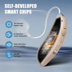 Rechargeable Hearing Aids for Seniors Hearing Loss (Not Hearing Amplifier) Latest 16-Channel Digital OTC Hearing Aid with Intelligent Noise Cancellation for Adults,Beige