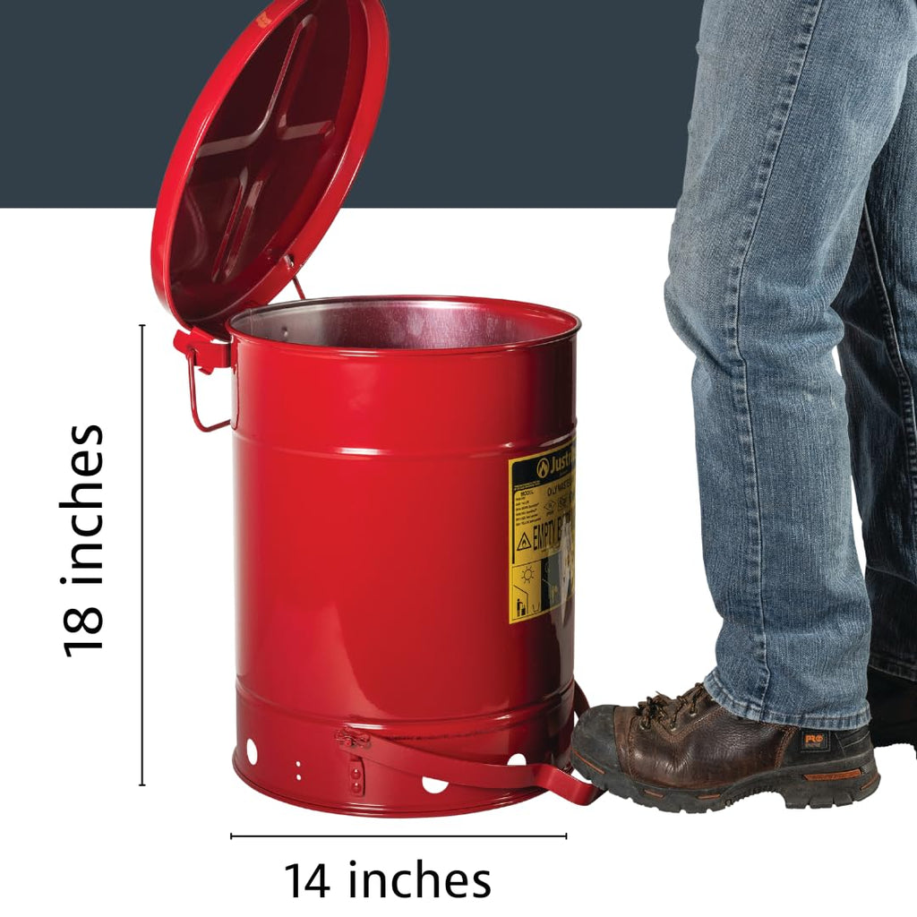 Justrite 10 Gallon Galvanized Steel Oily Waste Can