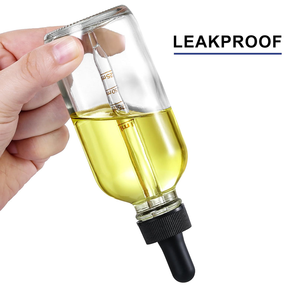 4 Pack 4oz Glass Dropper Bottles with Measured Dropper - 120ml Clear Tincture Bottles with Calibrated Glass Eye Droppers (1ml), Leakproof Essential Oil Bottle for Health, Personal Care & Beauty