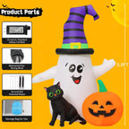 GOOSH 5FT Inflatable Halloween Cute Ghost with The Pumpkin Blow Up Inflatables Halloween Outdoor Yard Decoration