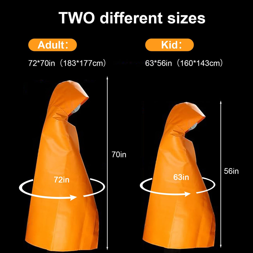 DIBBATU Fireproof Cloak, Fire Escape Cloak, Extra Big Fireproof Fiber Cape, Emergency Used as A Fire Blanket, Head Protection Fire Escape kit for Household, Office Home (Orange, 72 * 70in)