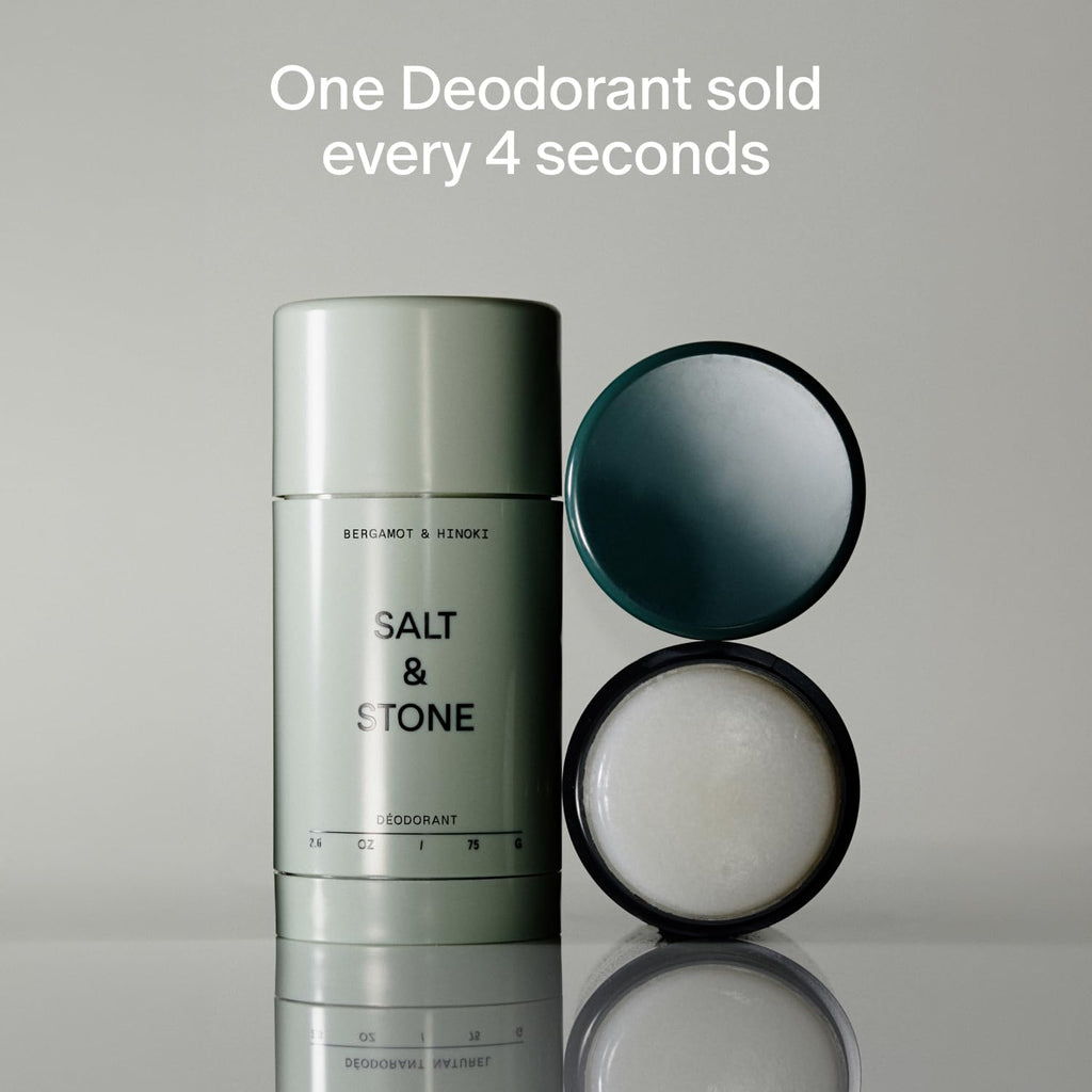 Salt & Stone Aluminum-Free Deodorant, Women & Men Bergamot & Hinoki 2.6 oz