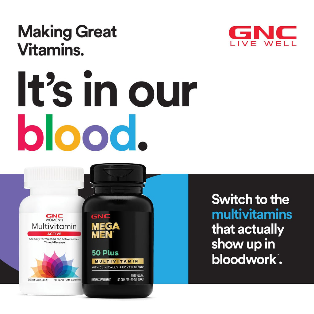 GNC Mega Men 50 Plus Multivitamin | Antioxidants | Heart Health | Prostate and Circulatory Support | 120 Count