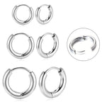 BLISI 3 Pairs ASTM F136 Titanium Silver Hoop Earrings 8mm/10mm/12mm Thick Lightweight Huggie Hoops Earrings for Women Hypoallergenic Sleeper Earrings for Sensitive Ears