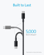 Anker USB C to USB C Cable, 60W Fast Charging Cable (5-Pack, 6 ft, Black)