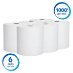 Scott Professional Essential Universal High-Capacity Hard Roll Paper Towels, Bulk (01005), Hardwound 1.5" Core, Absorbency Pockets, White (6 Rolls at 1,000' Each, 6,000'/Case)