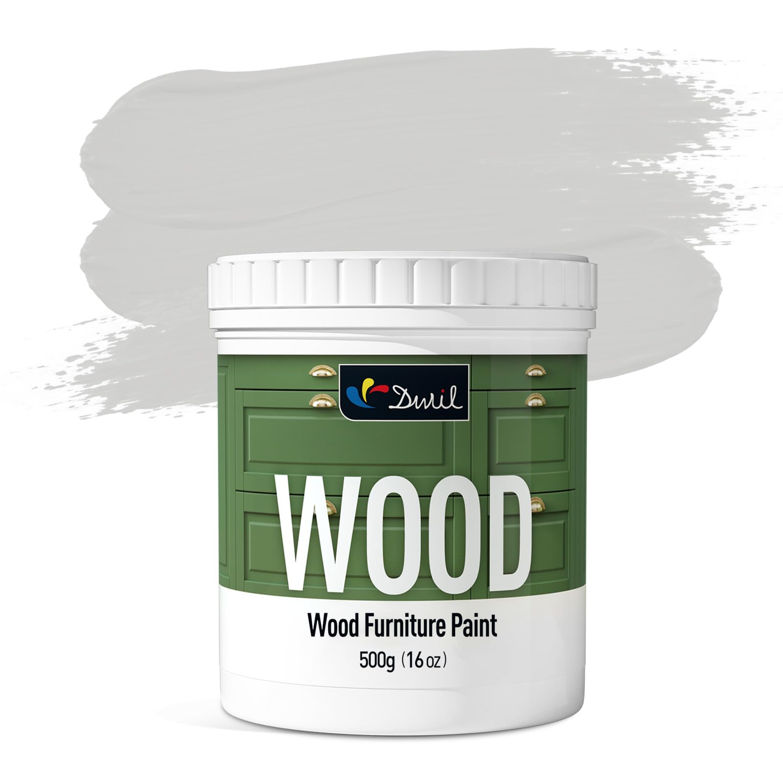 DWIL Matte Finish Furniture Paint - 16 Oz Wood Paint for Cabinets, Doors, Tables, and Dressers Refinishing - Water-Based, Non-Toxic & Odorless, Easy to Apply(Light Grey)-Without Tools