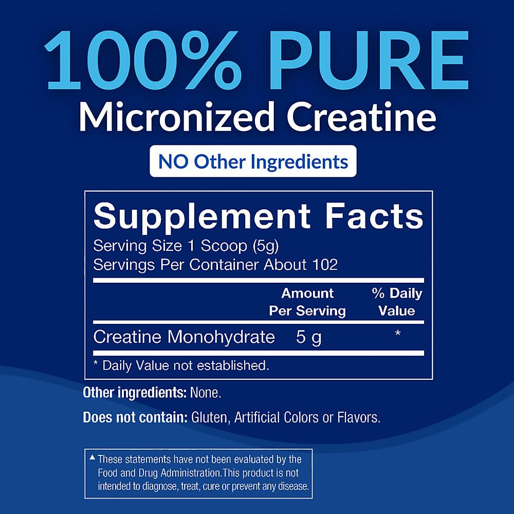 BodyTech Creatine Monohydrate Powder, Unflavored Micronized Creatine Formula for Men and Women, 5g per Serving, Pre Workout & Post Workout Supplement, Gluten Free, Sugar Free, 18 Oz, 102 Servings