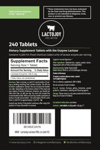 LactoJoy Lactase Pills 14.500 FCC I 240 Pieces Refill Package I Powerful Lactase Enzymes for Lactose Intolerance I Ultra Pure Lactase for Improved Digestion I 100% Vegan