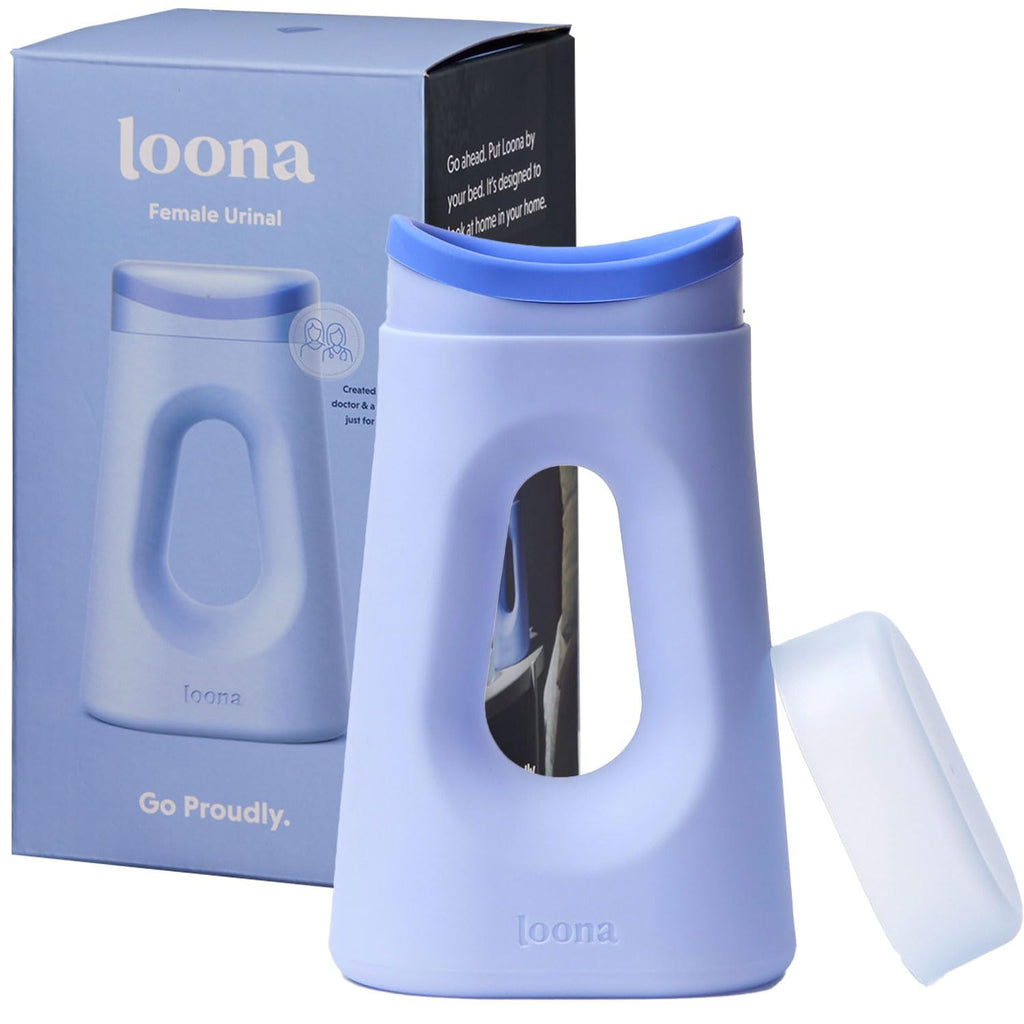 Loona Premium Female Urinal - Quiet, No Splash Design for Women - Ideal for Bedside, Travel, and Outdoor Use - Loona Blue - HSA/FSA Eligible