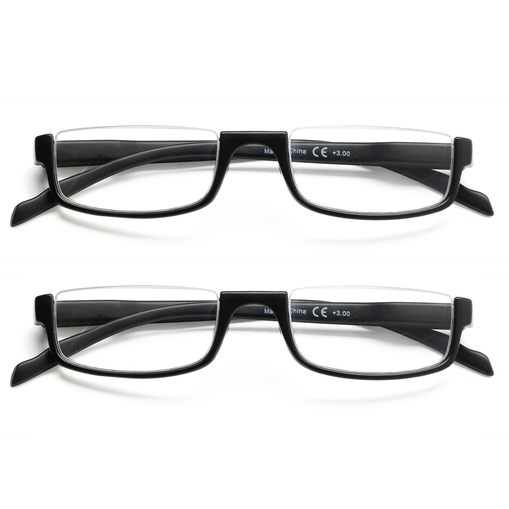 Kerecsen Half Frame Reading Glasses for Men & Women, Lightweight Comfort-Fit Design with Spring Hinges (5Black, 2.00)