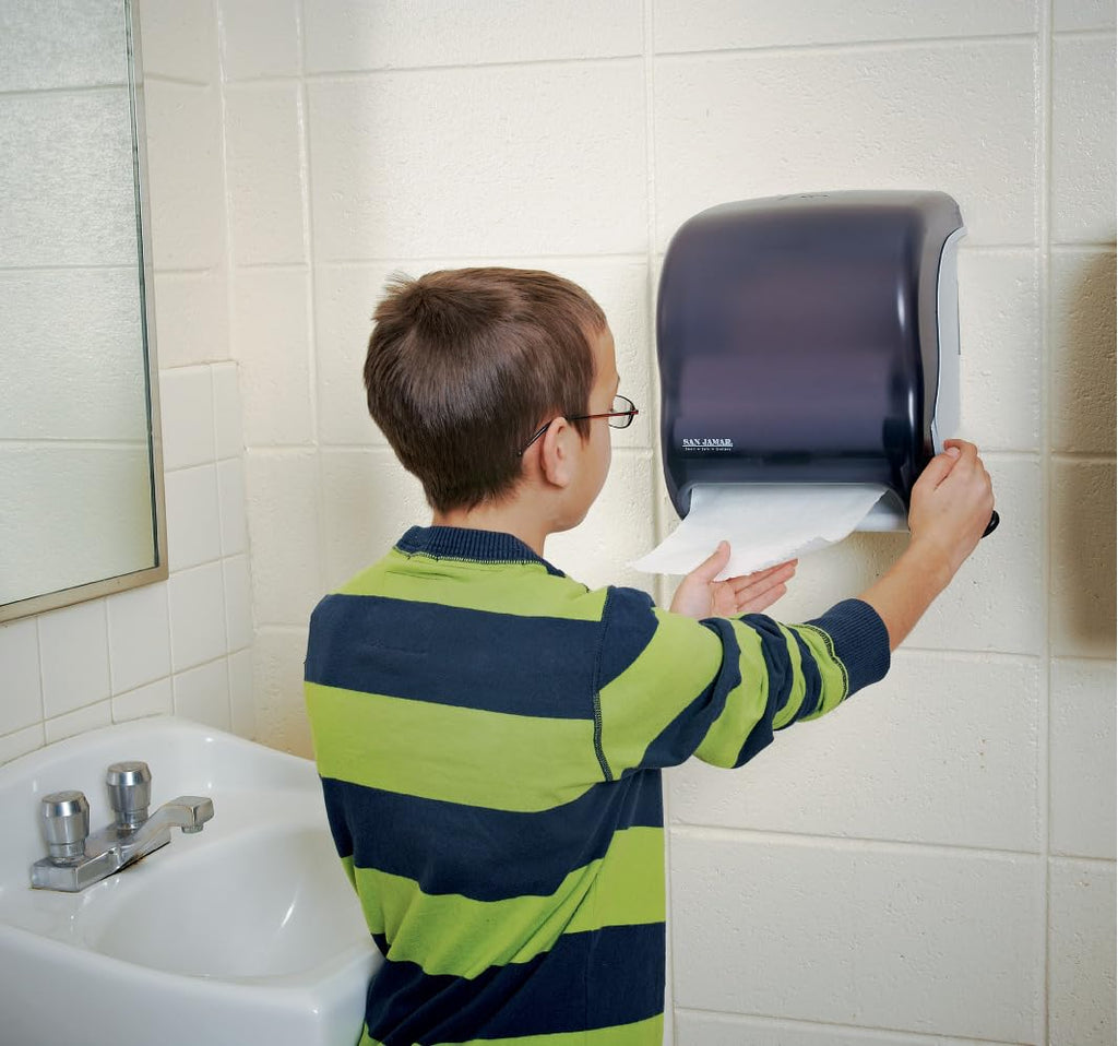 San Jamar Element Paper Towel Dispenser, Manual Lever Roll for Bathroom and Kitchen, 12.75" x 12.5" x 8.5", 1 Count, Black Pearl