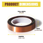 MEBMIK 2 Rolls 10mm x16m(52FT) Heat Tape High Temperature Heat Resistant Tape Heat Transfer Tape for Heat Sublimation Press Vinyl,No Residue