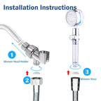 ANTOWER LED Shower Head with Handheld High Pressure Shower Heads Set with 79 Inch Shower Hose,Shower Holder,4 PP Cotton Filters,Turbo Fan Shower Water Temperature-Controlled One Key Pause Switch