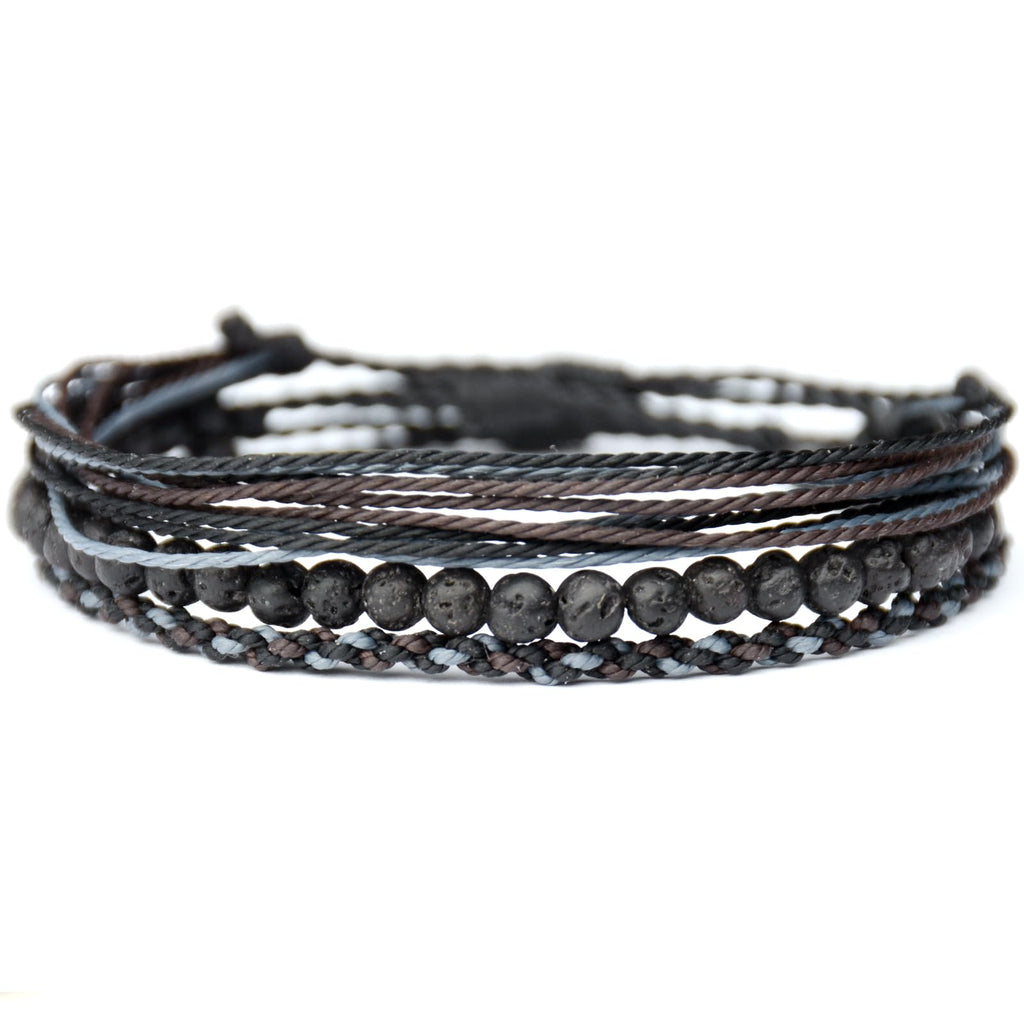 Mezcla Vida Handmade Natural Stone Beaded Healing Bracelet Gift for Men Adjustable Rope String Bracelet (Lava Rock, Adjustable)