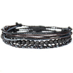 Mezcla Vida Handmade Natural Stone Beaded Healing Bracelet Gift for Men Adjustable Rope String Bracelet (Lava Rock, Adjustable)