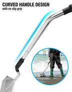Exact Design Sand Flea Rake,16-Inches Wide Basket, 52” Long Strong Assembly Handle, Sharp Teeth, Curved Handle Design [3 Pieces Assembly Handle Version]