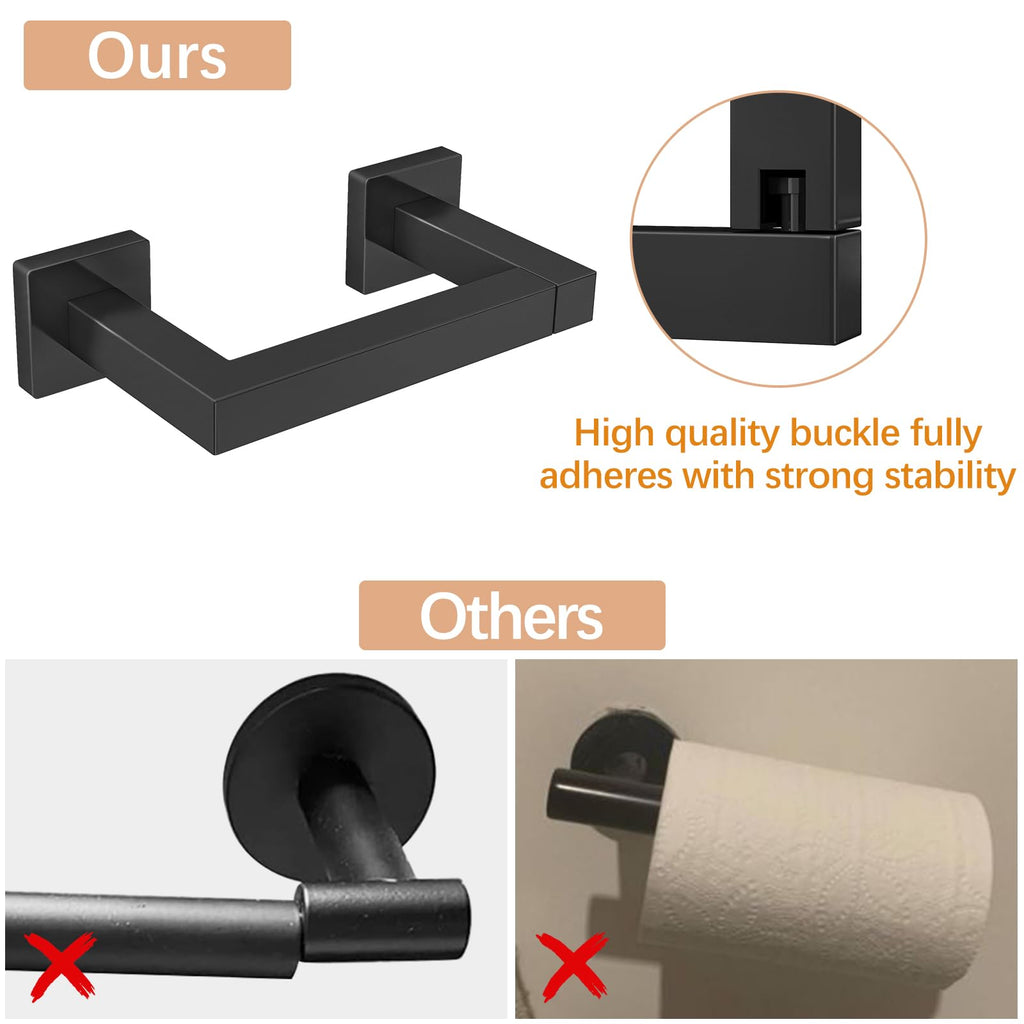 FEILERN Toilet Paper Holder, Wall Mounted Post Pivoting Square Tissue Holders Roll Holder Hangers for Bathroom, Commercial Toilet Paper Dispenser, Matte Black