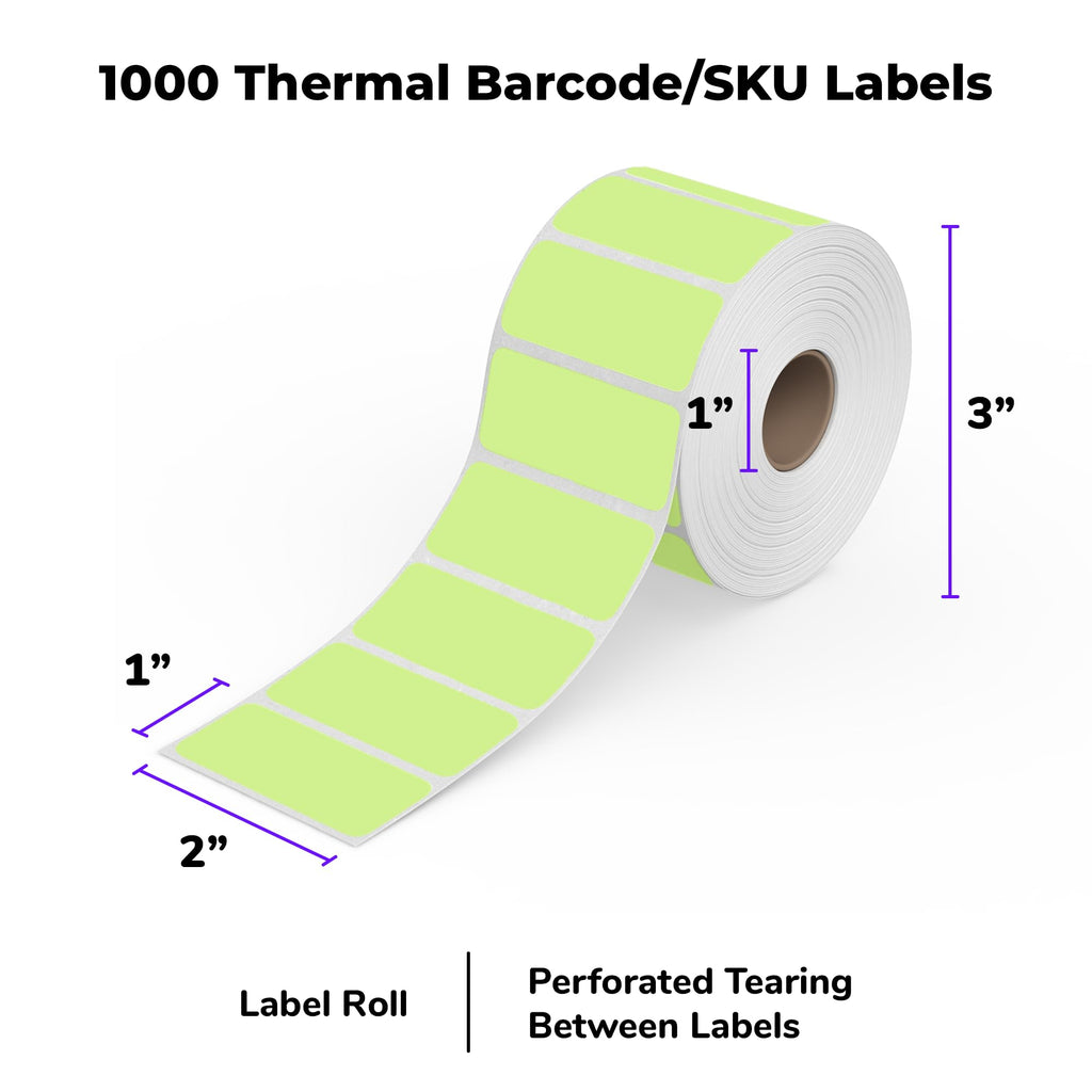Rollo Direct Thermal 2x1 Sticker Labels - Roll of 1,000 Labels (Yellow)