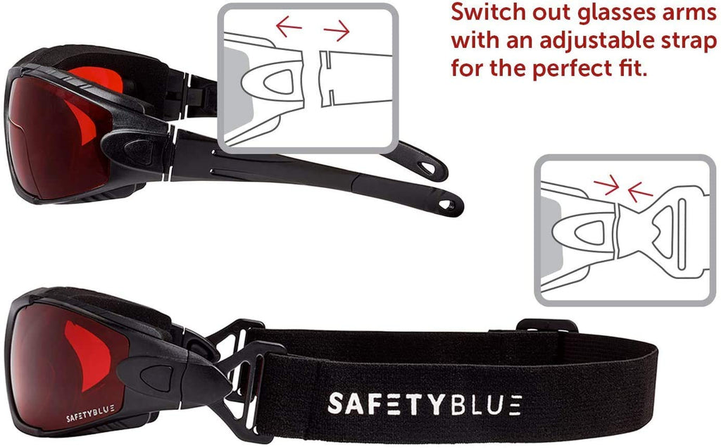 SafetyBlue Sleep Savior Deluxe Red Lens Night Glasses - Blue & Green Light Blocking Glasses for Better Sleep/Increase/Eliminate Eye Strain/