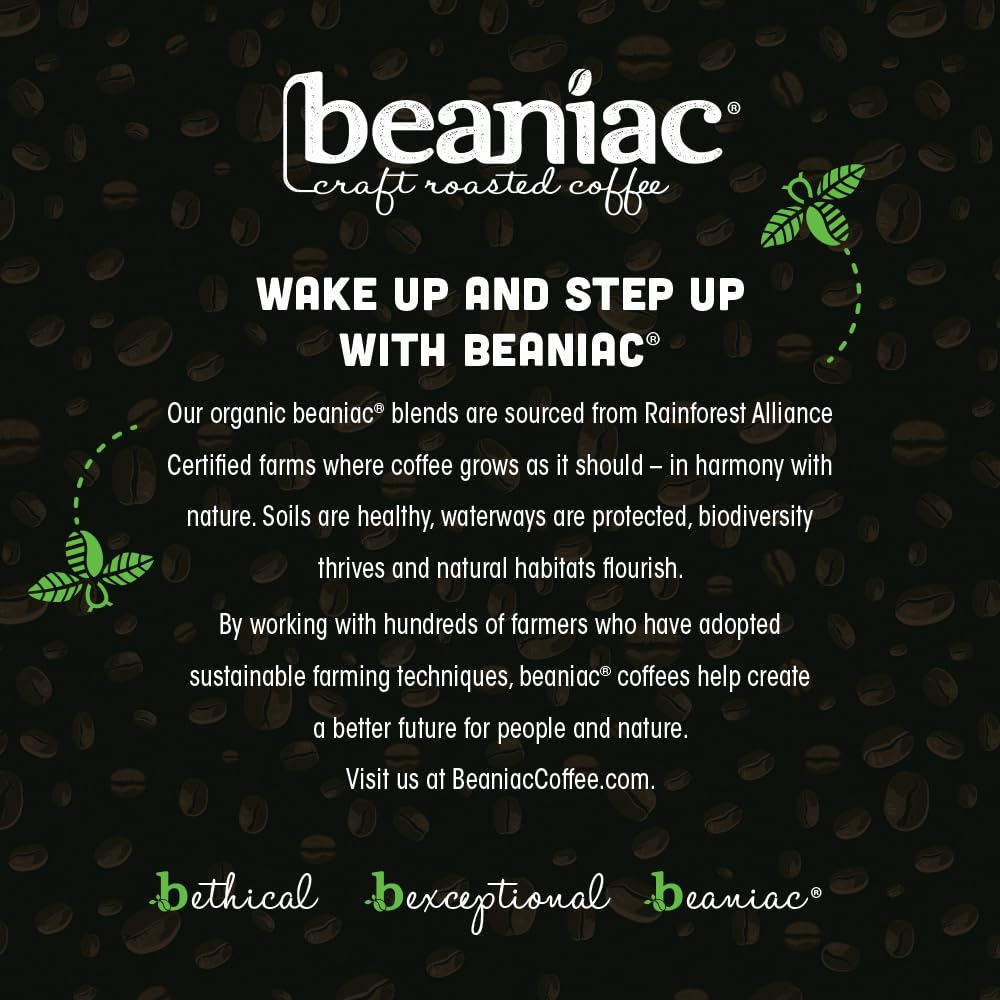 beaniac Organic Daily Dose Donut Shop, Light Roast, Single Serve Compostable K Cup Coffee Pods, Organic Arabica Coffee, Keurig Brewer Compatible, 30 Count