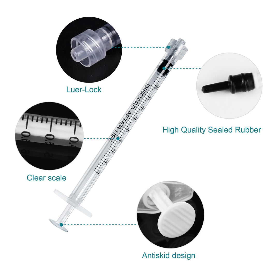 30Pack 1ml Luer Lock Syringe Without Needle - 1cc Plastic Syringes Individually Sterile Sealed with Tip Caps, No Needles ( 30Pack 1 ml )