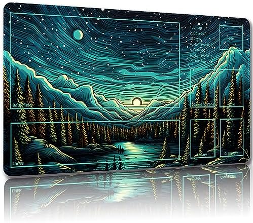 Playmat for MTG, with Free Storage Bags,Game Mat 24 x 14 inches, TCG and Board Game Mat for Cards,Mousepad Desk Mats (with Zones,Magic Mat 8)
