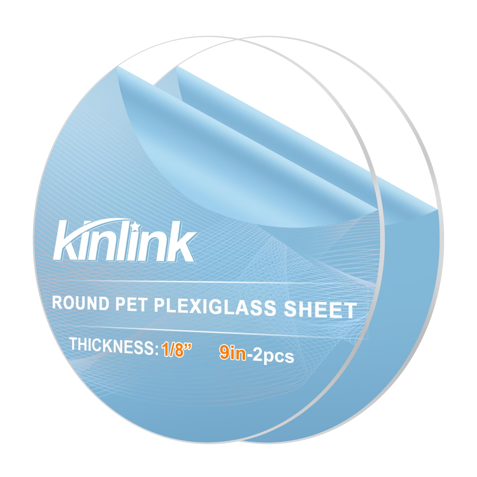 KINLINK 9in Plexiglass Sheets 1/8 inch Thick, 3mm Clear Circle PET Plastic Sheet for DIY Project, Craft, Cake Disk, Table top, Acrylic Sign and Wedding Invitation 2 Pack
