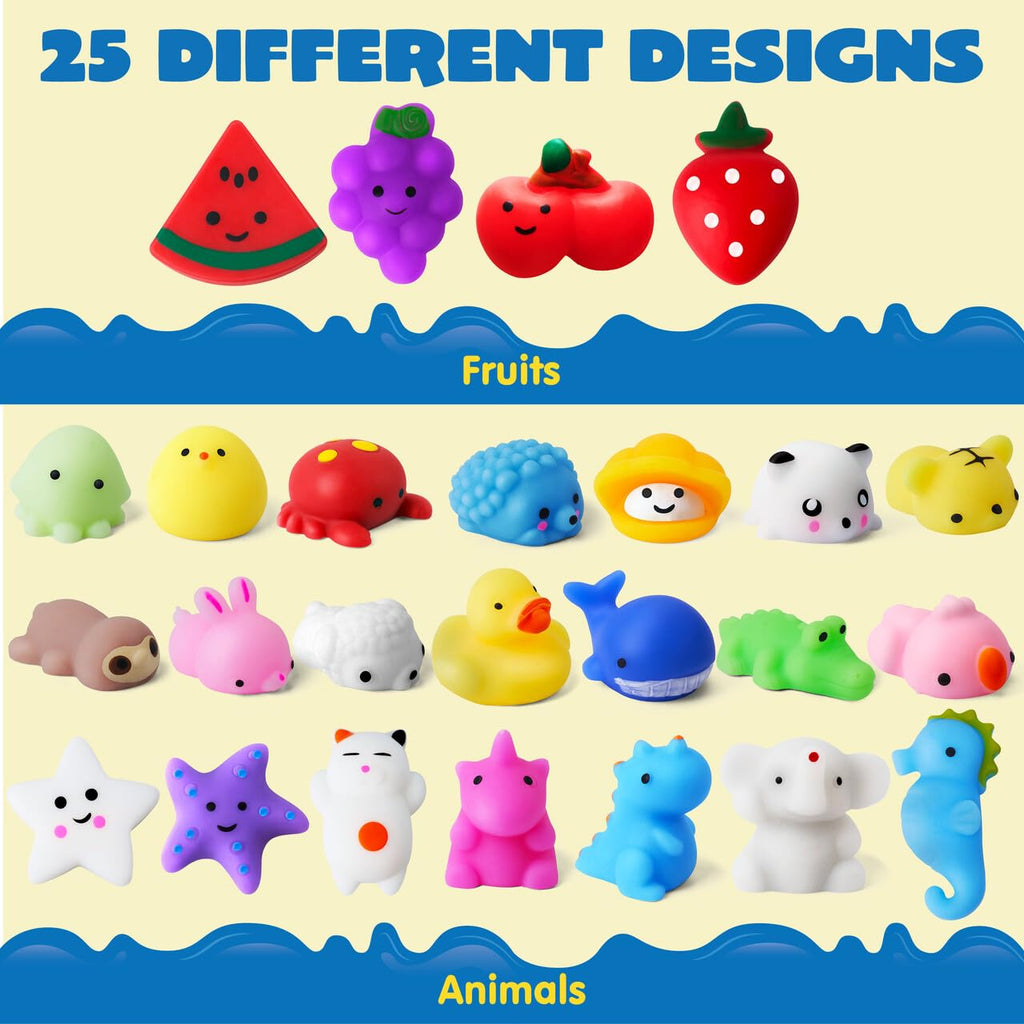 JOYIN Mochi Squishy Toy Set, 50 Pack Mini Squishy Mochi, Party Favors for Kids, Kawaii Stress Relief Toys, Basket Stuffers, Goodie Bags Fillers, Birthday Gifts, Classroom Prizes, Halloween