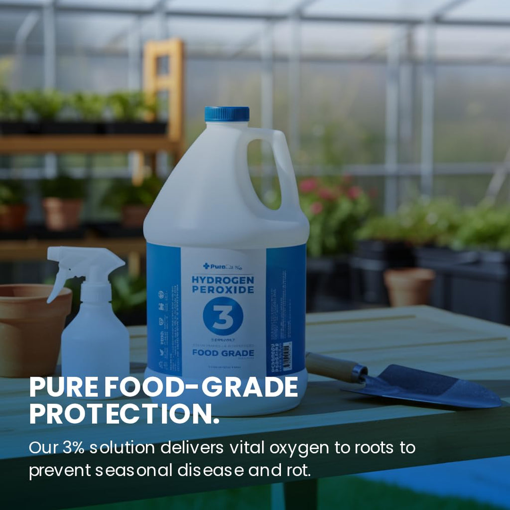 3% Food Grade Hydrogen Peroxide (1 Gallon) - No Added Stabilizers - Made in The USA derived from 35% Food Grade Hydrogen Peroxide