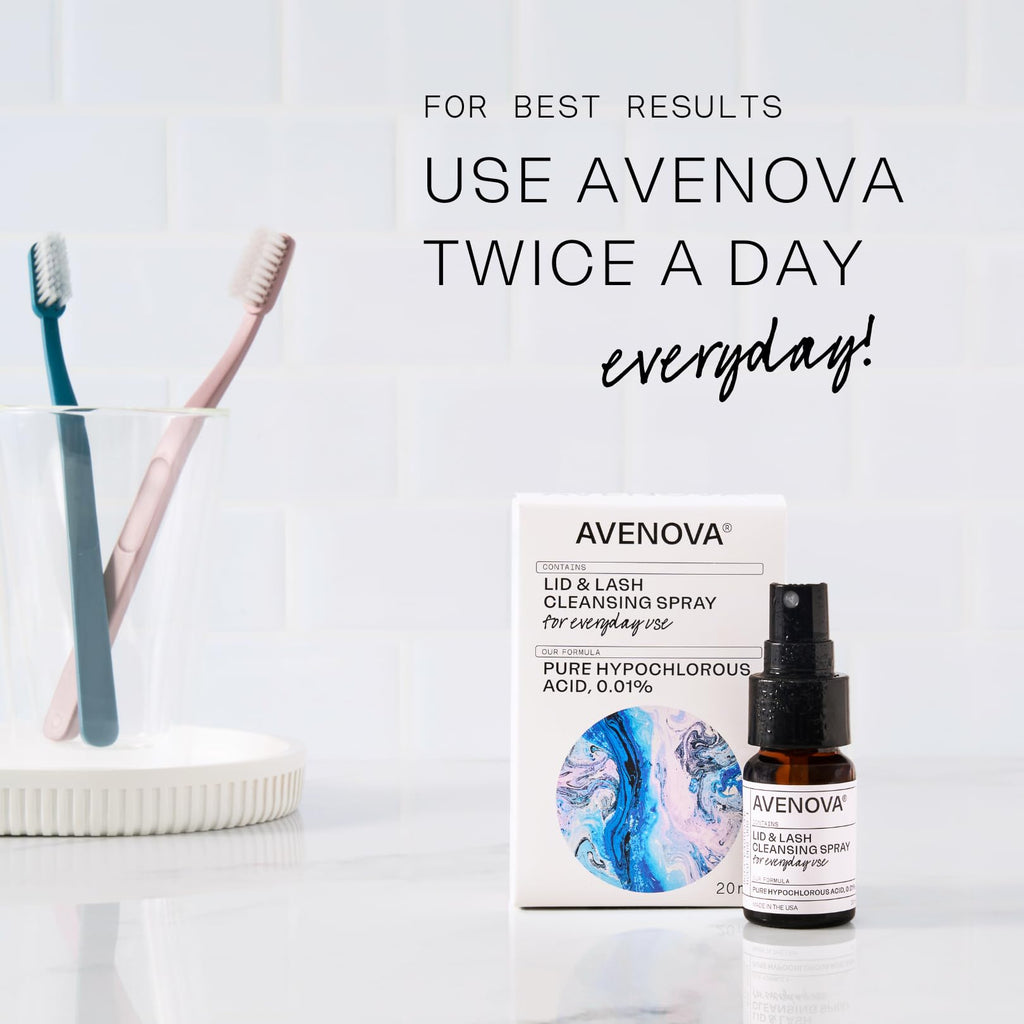 Avenova Eyelid and Eyelash Cleanser Spray - 20ml Bottle - Gentle Everyday Pure Hypochlorous Acid Spray for Eye Irritation