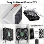 erifyng Solar Powered Fan with Battery, Rechargeable Solar Fan for Chicken Coop, Greenhouse, Shed, Outside with Two IPX7 Waterproof Exhaust Intake Fans 16.5Ft On/Off Switch Cable