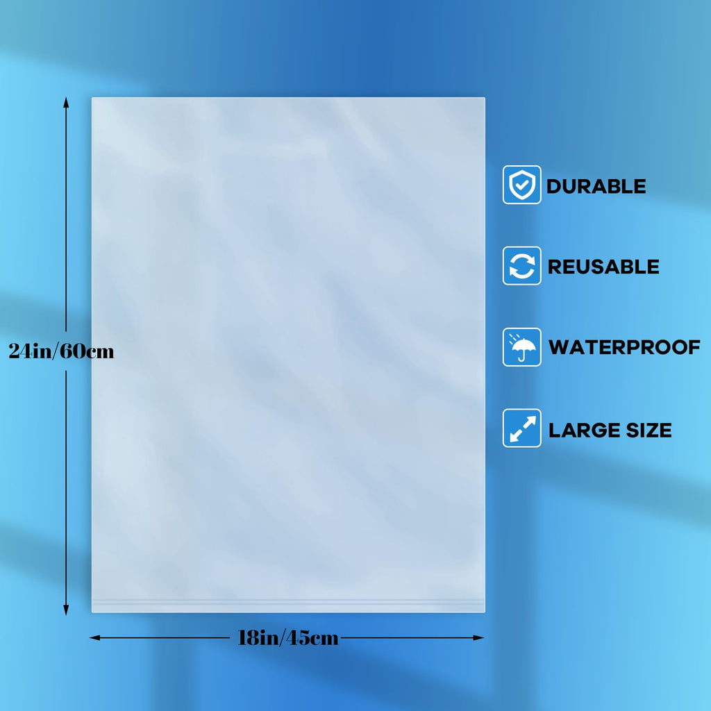 WFPLUS 100 Pack 18 x 24 inch 1 Mil Clear Plastic Flat Poly Bags Clothing Merchandise Bags for Food Bread Dough Clothes Packaging Storage Gift Bag Shipping T-Shirts Pants
