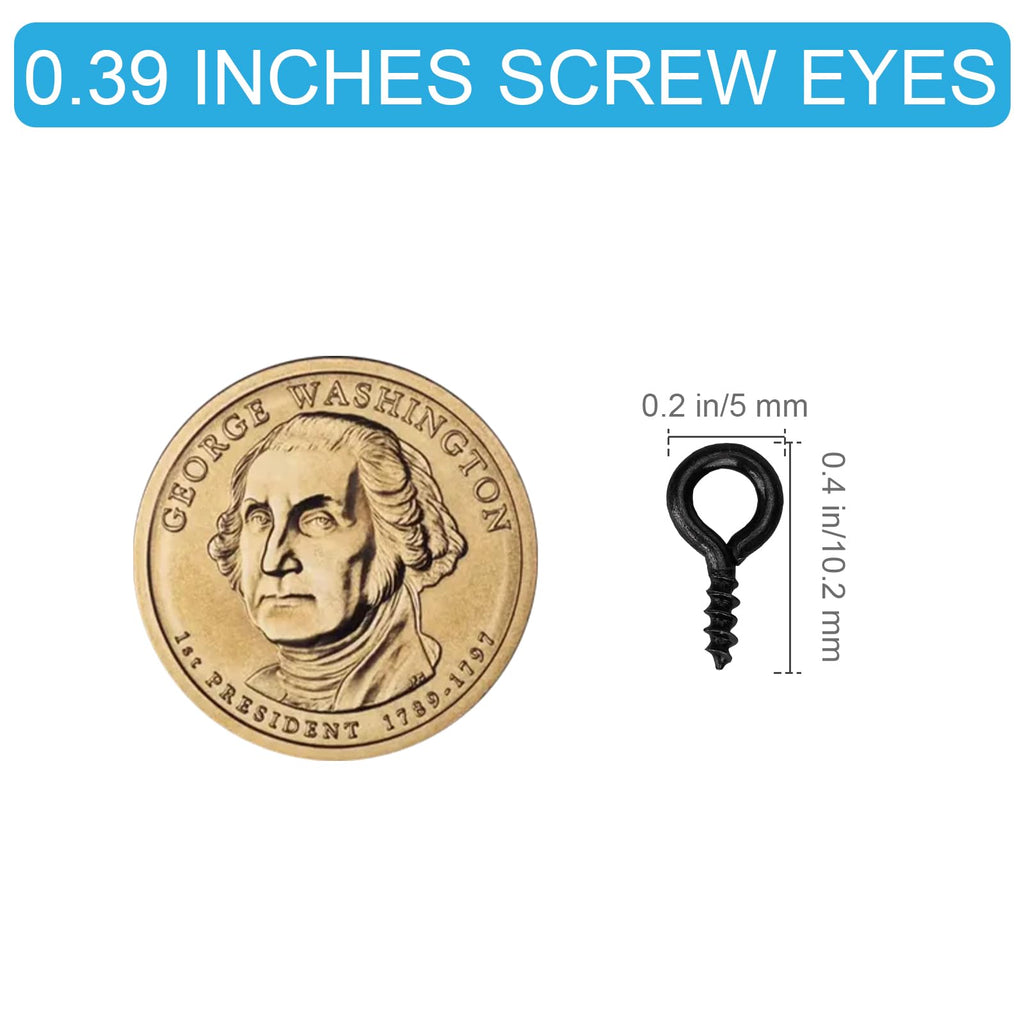 Aovchei 0.39" Black Heavy Duty Eye Screws, 500 Pack