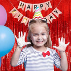 20 Pack Foil Curtain Backdrop Red Metallic Tinsel Foil Fringe Curtains Photo Booth Props for Birthday Wedding Engagement Baby Shower Bachelorette Christmas Holiday Celebration Party Decorations