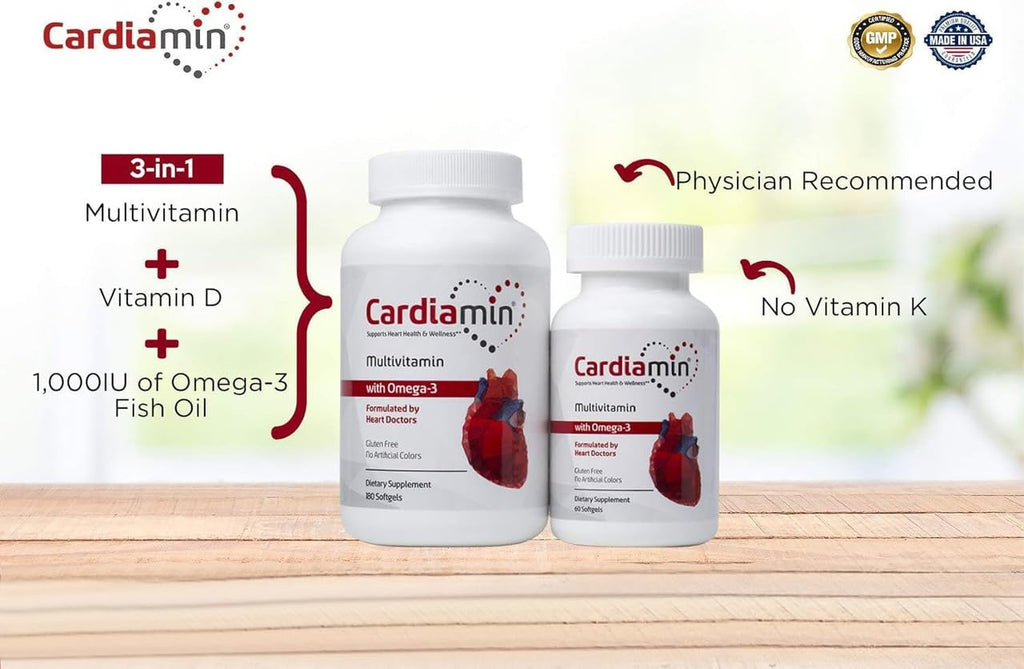 Corceuticals Cardiamin Heart Health and General Wellness Multivitamins 180 Softgels, 90-Day Supply