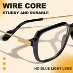 VISOONE Blue Light Glasses Matte Black Oversized Square Frame Anti Glare Ryan