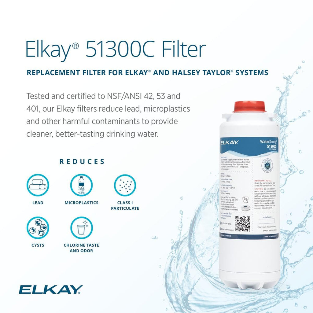 Elkay Genuine WaterSentry 51300C Lead + Microplastics NSF/ANSI Certified Filter (Single)(Bottle Fillers)