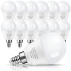 Prosperbiz E12 Ceiling Fan Light Bulbs Dimmable, 60W Equivalent LED Bulb, Daylight White 5000K, E12 Small Base Candelabra A15 LED Round Light Bulb, 600 Lumen, Pack of 12