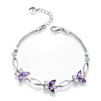 Nieboa S925 Sterling Silver Purple Butterfly Bracelets for Women,Anniversary Jewelry Gift for Women Mother Wife friend(Purple)
