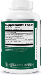 Essential Elements Magnesium Plus Zinc with Vitamin D3 | Scientifically Formulated Heart, Bone & Muscle Support | 225mg Triple-Strength Magnesium Complex with Glycinate, Malate, Citrate | 180 Count