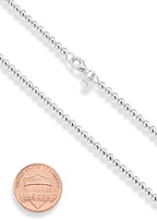 Miabella 925 Sterling Silver Italian Handmade 3mm Bead Ball Strand Chain Bracelet for Women Made in Italy (Length 8 Inches)