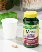 Spring Valley Maca Root 500mg Capsules, Organic Maca Root for Women and Men + VLS Sticker.